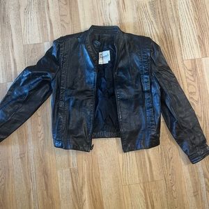 Vintage Bermans Leather Motorcycle Jacket Womens Sz 14